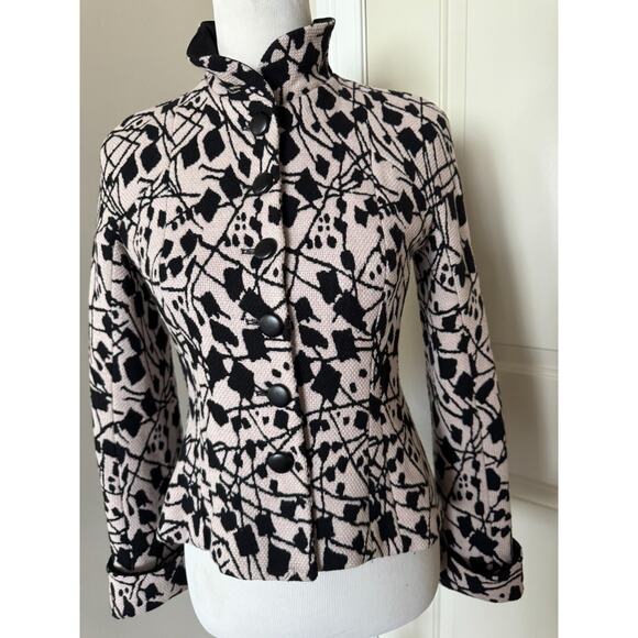 Emporio Armani Wool Blend Pink Black Fitted Jacket SZ It 38/US 4 EUC Italy - Picture 6 of 12